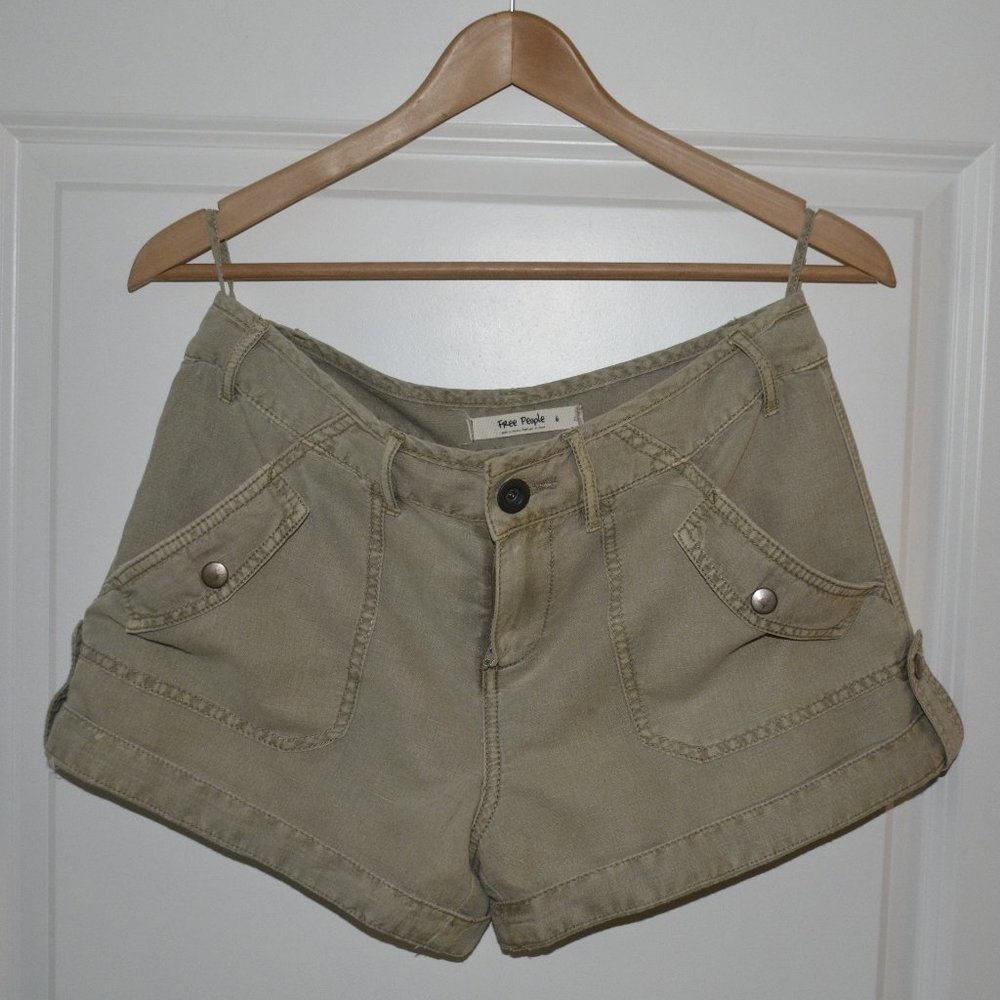 Free People Khaki Military Shorts (Size S)
